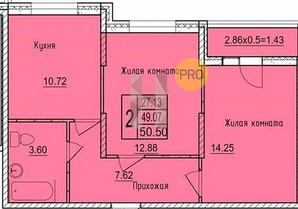 Продается 2-комн. квартира, 50.5 м², ЖК Друг-2, 