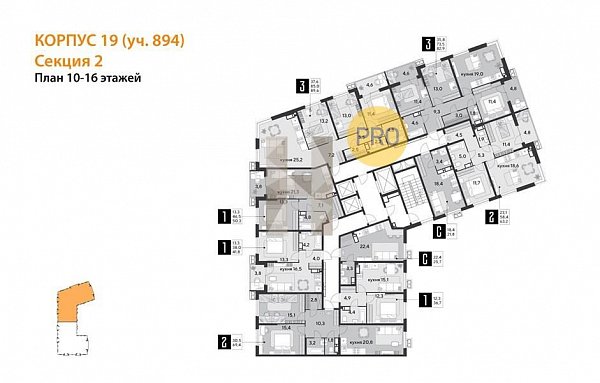 1-комн. квартира, 50.3 м², ЖК Парк Победы-2 (№132849)