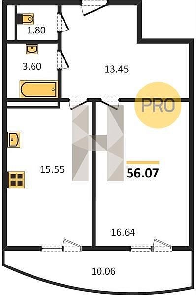 Продается 1-комн. квартира, 56.07 м², ЖК Радонеж, 