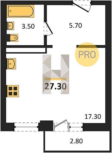 Продается Студия, 27.3 м², ЖК Красная площадь Ромекс, 