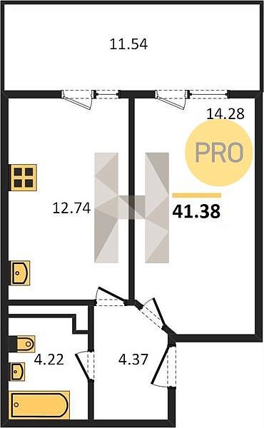 Продается 1-комн. квартира, 41.38 м², ЖК Хорошая Погода-2, 