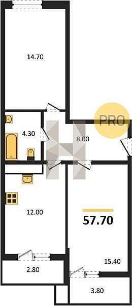 Продается 2-комн. квартира, 57.7 м², ЖК Родной Дом-5, 