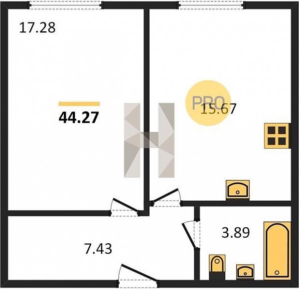 Продается 1-комн. квартира, 44.27 м², ЖК Гарантия в Немецкой Деревне, 