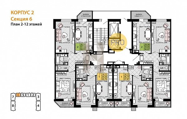 1-комн. квартира, 35.75 м², ЖК Дружба (№133837)