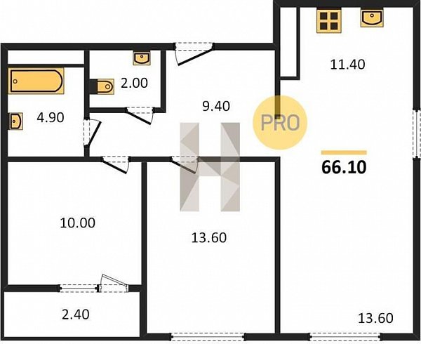 Продается 2-комн. квартира, 66.1 м², ЖК ЮГГЕ, 