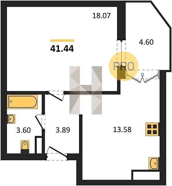 Продается 1-комн. квартира, 41.44 м², ЖК Гулливер, 