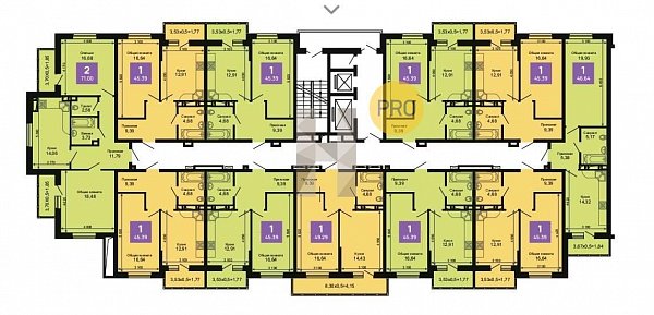 1-комн. квартира, 45.39 м², ЖК Лучший (№133377)