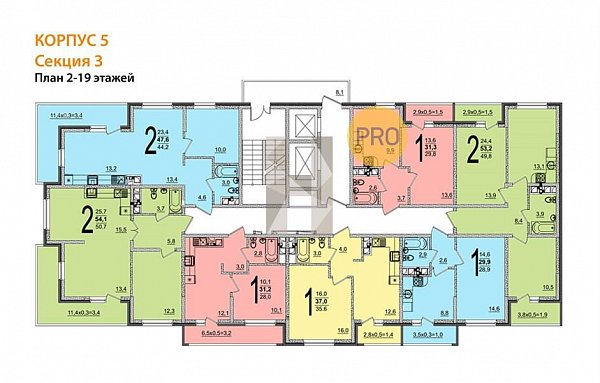1-комн. квартира, 31.3 м², ЖК Грани (№132016)