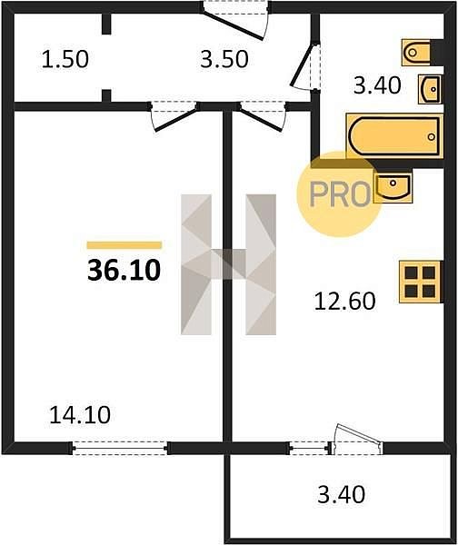 Продается 1-комн. квартира, 37.1 м², ЖК ДарГрад, 
