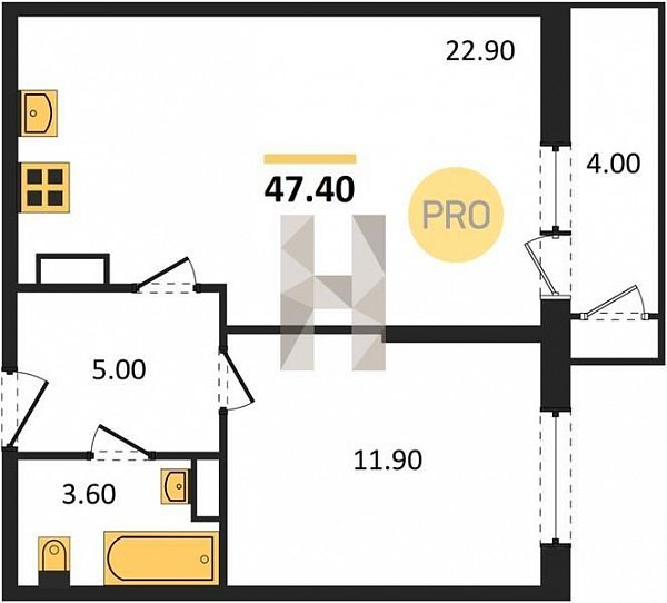Продается 1-комн. квартира, 47.4 м², ЖК Рекорд-2, 