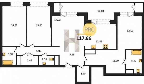 Продается 3-комн. квартира, 117.86 м², ЖК Сегодня, 
