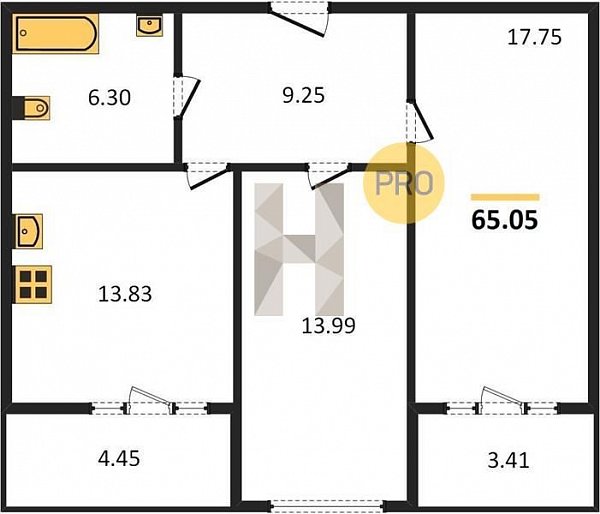 Продается 2-комн. квартира, 65.05 м², ЖК Сердце, 
