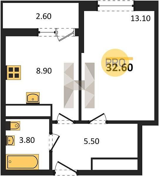 Продается 1-комн. квартира, 32.6 м², ЖК Родной Дом-5, 