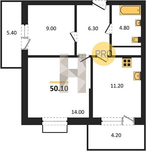 Продается 2-комн. квартира, 50.1 м², ЖК Мегасити, 