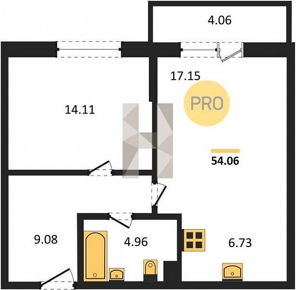 Продается 1-комн. квартира, 54.06 м², ЖК Левада, 