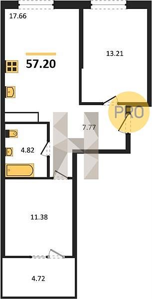 Продается 2-комн. квартира, 56.87 м², ЖК Патрики, 