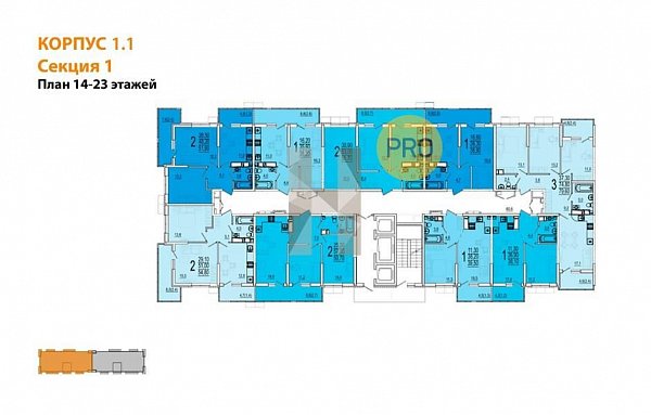 1-комн. квартира, 38.2 м², ЖК Отражение (№132704)