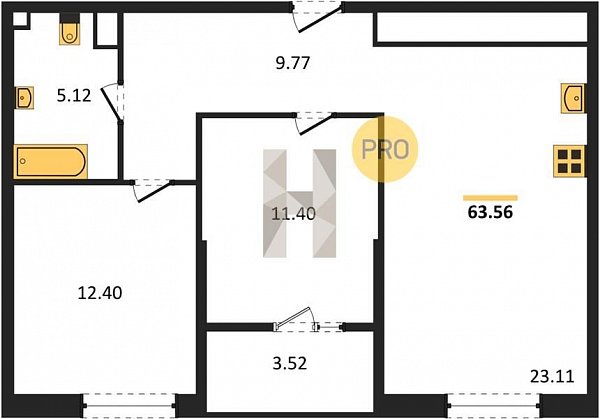Продается 2-комн. квартира, 63.06 м², ЖК Патрики, 