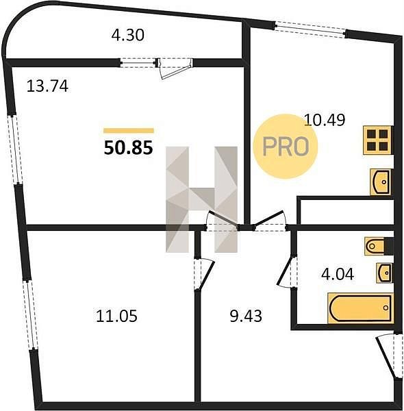 Продается 2-комн. квартира, 50.85 м², ЖК Огурцы, 