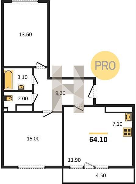 Продается 2-комн. квартира, 64.1 м², ЖК Свобода, 