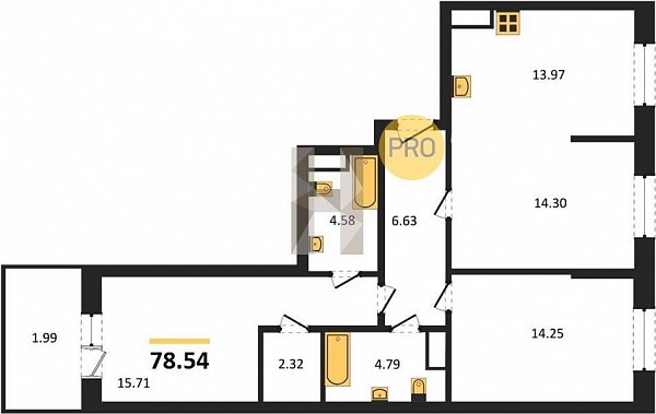 Продается 2-комн. квартира, 78.54 м², ЖК Белые Росы, 