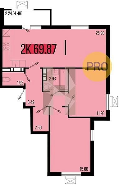 Продается 2-комн. квартира, 69.87 м², ЖК Цветной бульвар, 