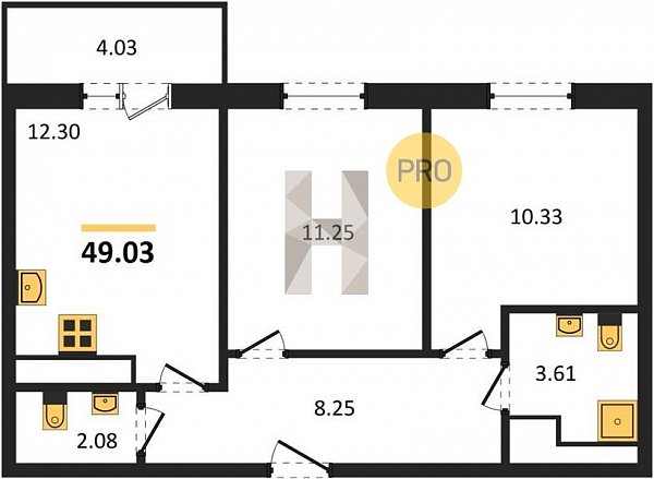 Продается 2-комн. квартира, 49.03 м², ЖК Теплые Края, 