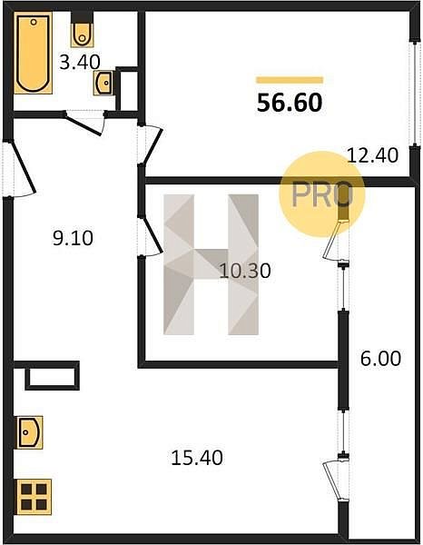 Продается 2-комн. квартира, 56.6 м², ЖК Самолет-5, 