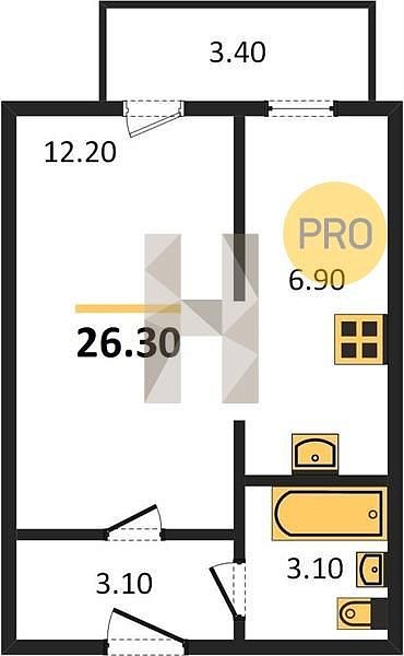 Продается 1-комн. квартира, 26.3 м², ЖК ДарГрад, 