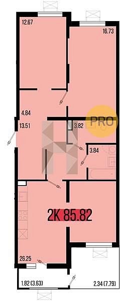 Продается 2-комн. квартира, 85.82 м², ЖК Цветной бульвар, 