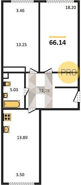 Продается 2-комн. квартира, 66.14 м², ЖК Гарантия на Обрывной, 