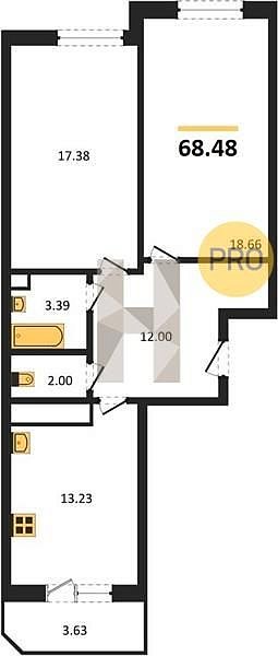 Продается 2-комн. квартира, 68.48 м², ЖК Лучший, 