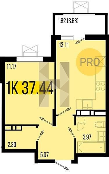 Продается 1-комн. квартира, 37.44 м², ЖК Цветной бульвар, 