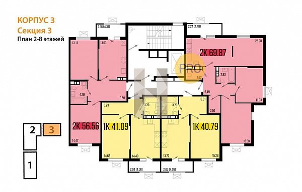 2-комн. квартира, 69.87 м², ЖК Цветной бульвар (№133731)