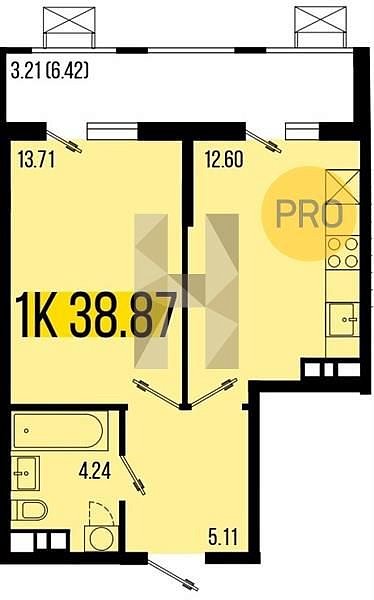 Продается 1-комн. квартира, 38.87 м², ЖК Цветной бульвар, 