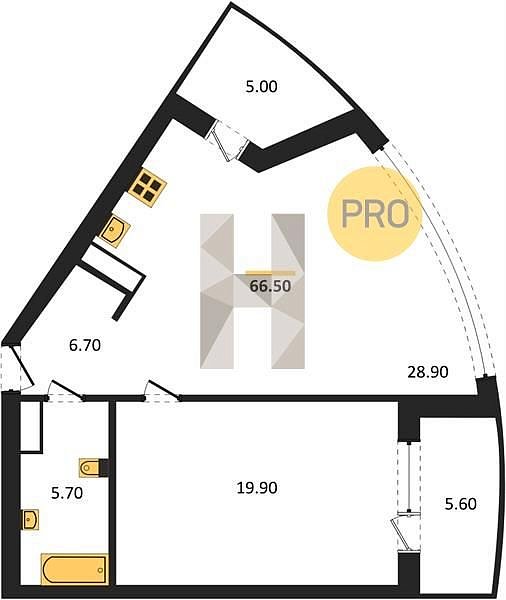 Продается 1-комн. квартира, 66.5 м², ЖК Зеленодар, 