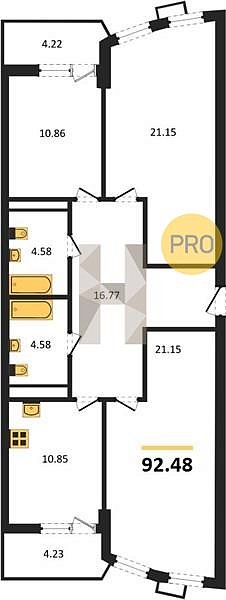 Продается 3-комн. квартира, 92.48 м², ЖК Режиссёр, 