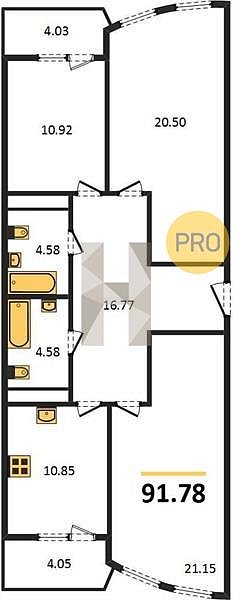 Продается 3-комн. квартира, 91.78 м², ЖК Режиссёр, 