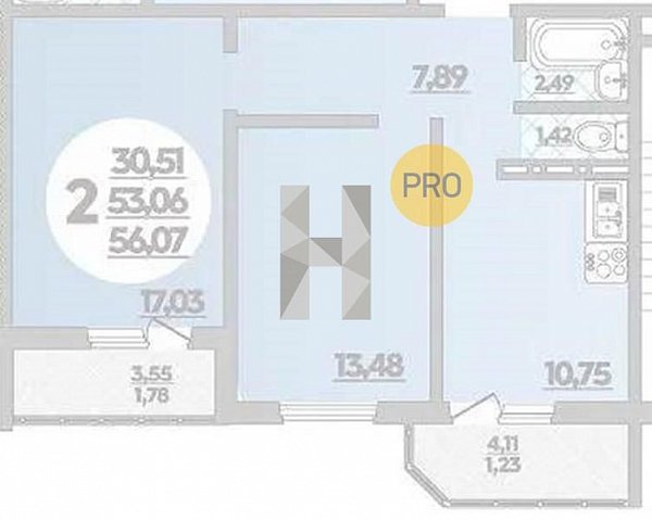 Продается 2-комн. квартира, 56.07 м², ЖК Восточно-Кругликовский, 