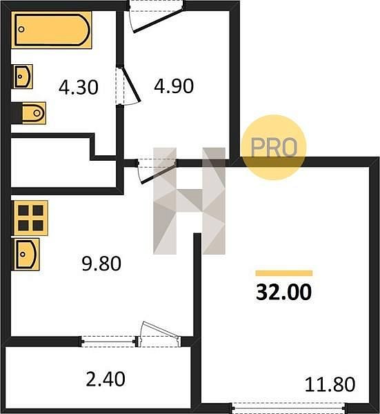 Продается Студия, 32 м², ЖК ЮГГЕ,