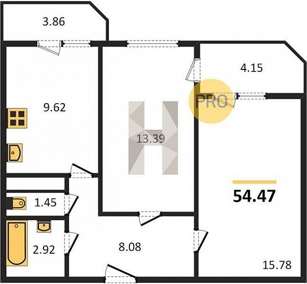 Продается 2-комн. квартира, 54.47 м², ЖК Огурцы, 