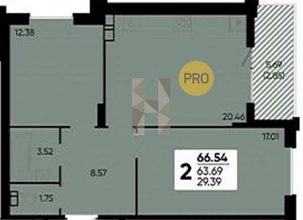 Продается 2-комн. квартира, 66.54 м², ЖК Достояние, 