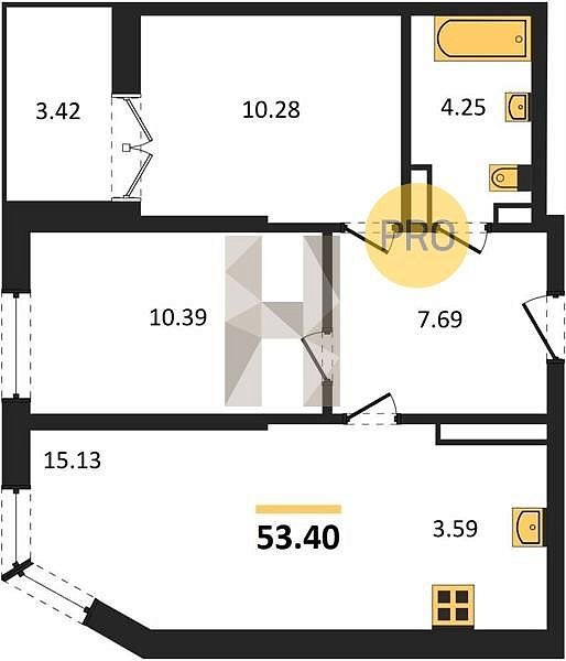 Продается 2-комн. квартира, 53.4 м², ЖК Гулливер, 
