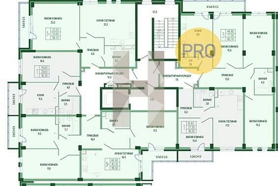 1-комн. квартира, 58.1 м², ЖК Екатерининский Парк (№133647)