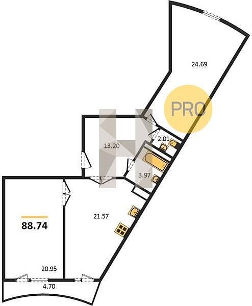 Продается 2-комн. квартира, 88.74 м², ЖК Радонеж, 