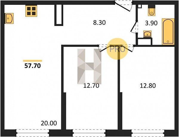 Продается 2-комн. квартира, 57.7 м², ЖК Самолет-6, 