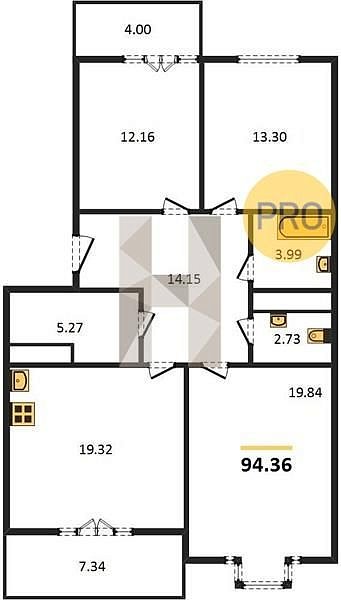 Продается 3-комн. квартира, 94.36 м², ЖК Сердце, 