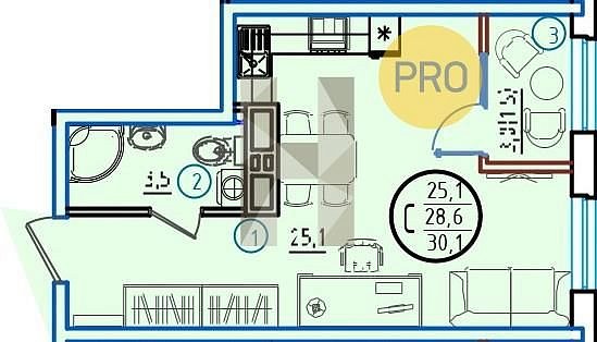 Продается Студия, 30.1 м², ЖК Первое Место,