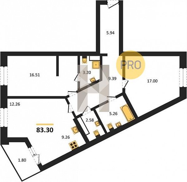 Продается 2-комн. квартира, 83.3 м², ЖК Белые Росы, 