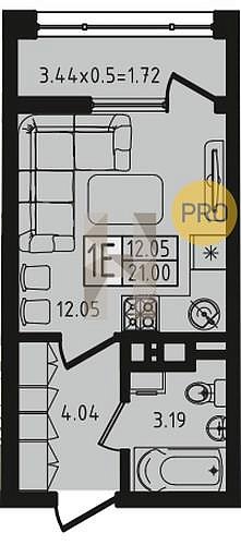 Продается Студия, 21 м², ЖК Яблоневый-2,